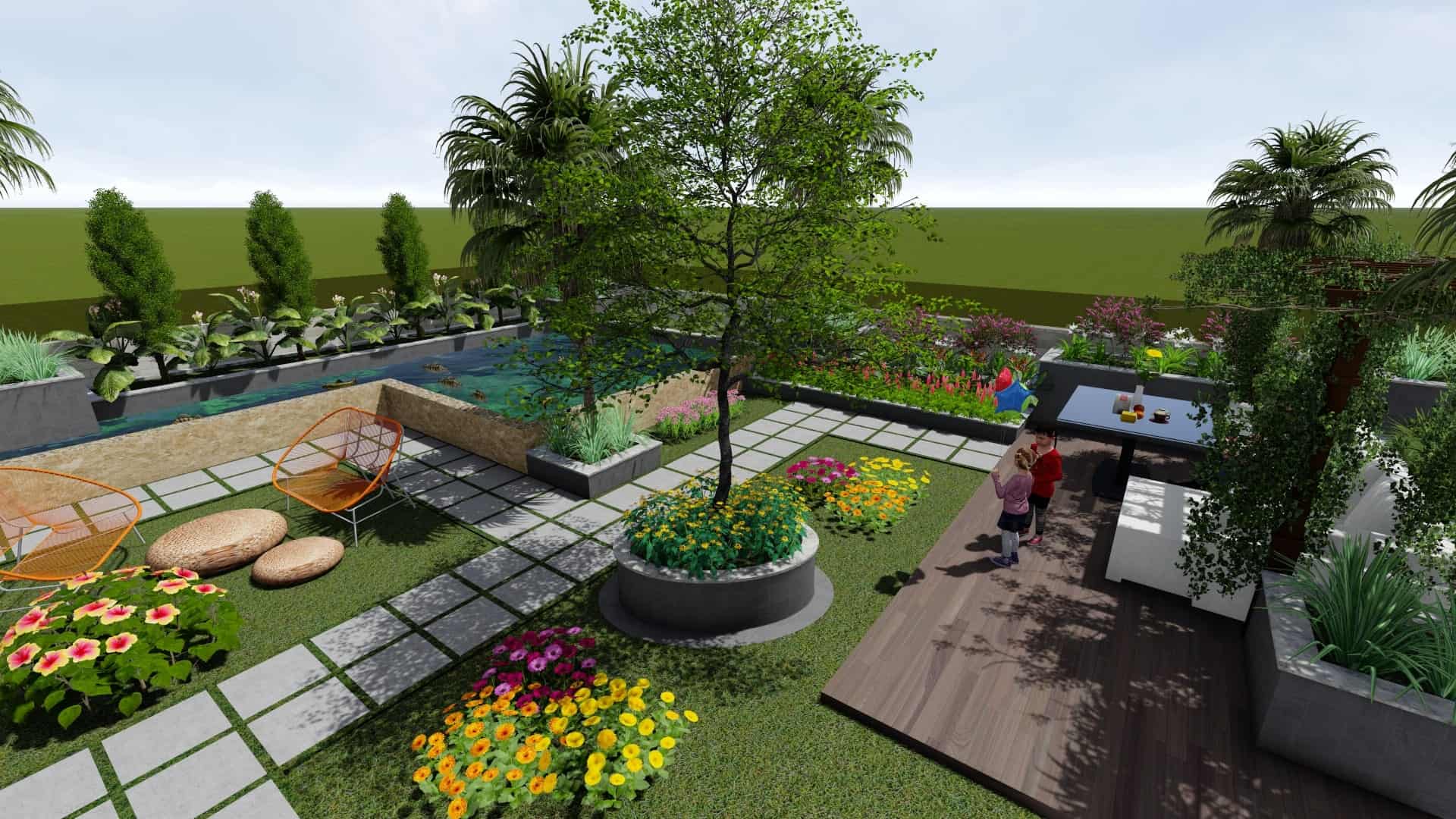 Thiết kế sân vườn biệt thự giúp gia chủ nâng tầm chất lượng cuộc sống